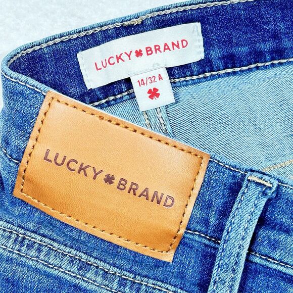 Lucky Brand Bridgette High-Rise Skinny Jeans 14/32 A Raw Hem Whiskered Dark Wash - Picture 9 of 15